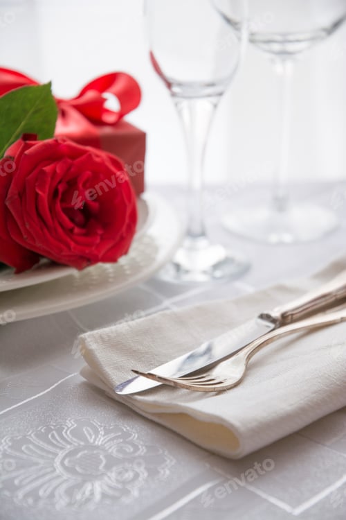 Preview: Valentine's day or romantic dinner with red rose.