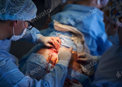 Preview: Male doctor conducting abdominoplasty surgery in operating room.