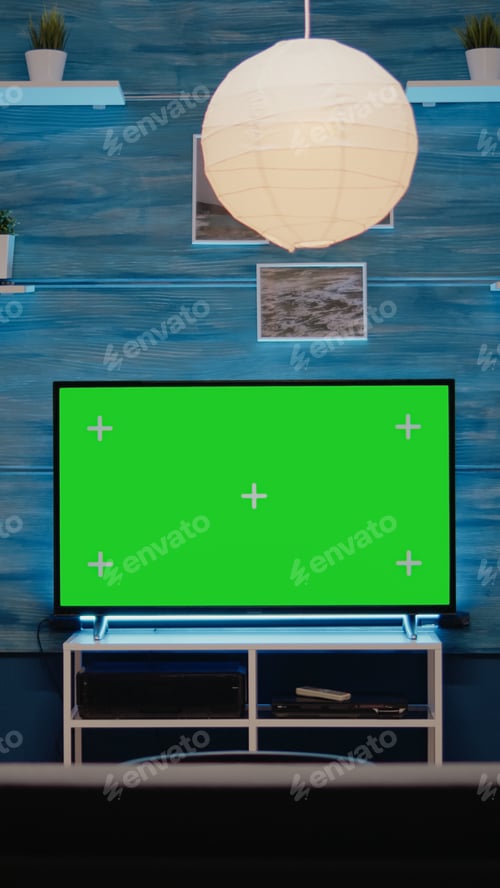 Preview: Green screen design on television in empty room