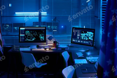 Preview: Flags of USA surrounding workplaces