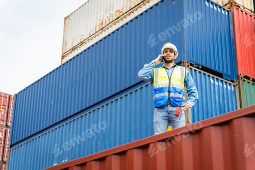 Preview: male engineers in a container shipping company Consulting