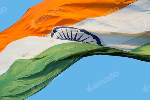 Preview: Close-up shot of wavy Indian flag