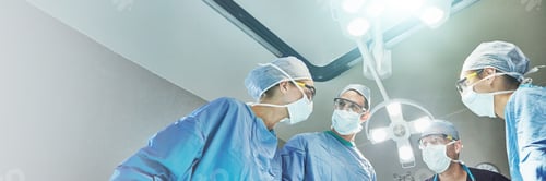 Preview: Hospital, surgery and team of doctors in operation for emergency crisis, medical service and proced