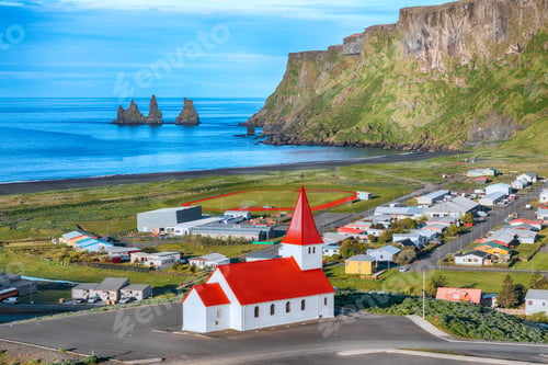 Preview: Ramarkable view of Vikurkirkja christian church.