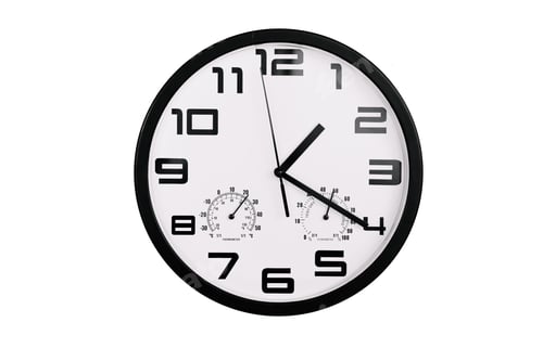 Preview: Clock with arabic numerals on wall shows 1:20 , 13:20