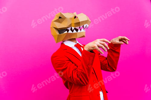 Preview: Cool man wearing 3d origami mask