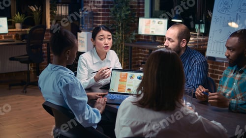 Preview: Colleagues teamwork, coworkers listening to executive in business meeting
