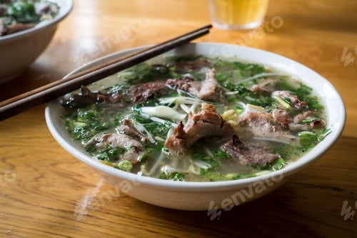 Preview: Mouthwatering Vietnamese Pho Bo soup with chopsticks
