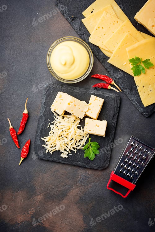 Preview: Grated cheese on slate board