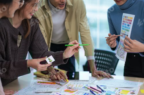 Preview: creative digital development agency brainstorming about mobile app interface wireframe design on