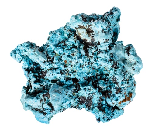 Preview: raw shattuckite mineral isolated on white