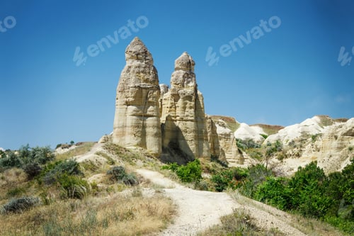 Preview: Unique geological formations in Love Valley in Cappadocia. Popular touristic area in Turkey