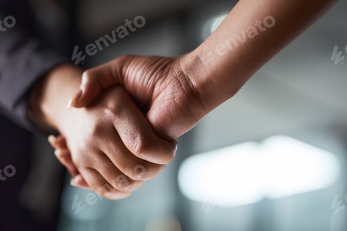 Preview: Deal or no deal. Cropped shot of two unrecognizable businesspeople shaking hands in an office.
