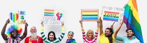 Preview: Happy Multiracial people celebrating gay pride event