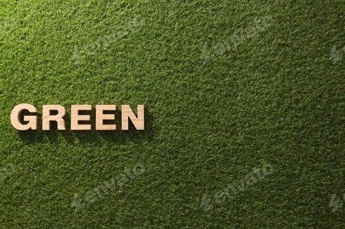 Preview: The word: "GREEN" on freshly cut grass.