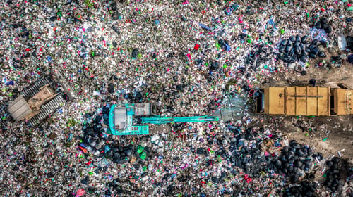 Preview: Aerial view garbage pile in trash dump landfill, Garbage pile in trash dump or landfill.