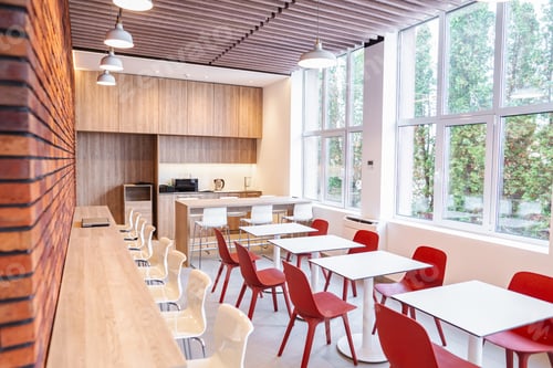 Preview: A modern empty canteen in an office building