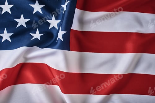 Preview: American flag background. USA flag waving, closeup