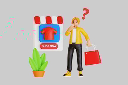 Preview: Confused shopper with red bag