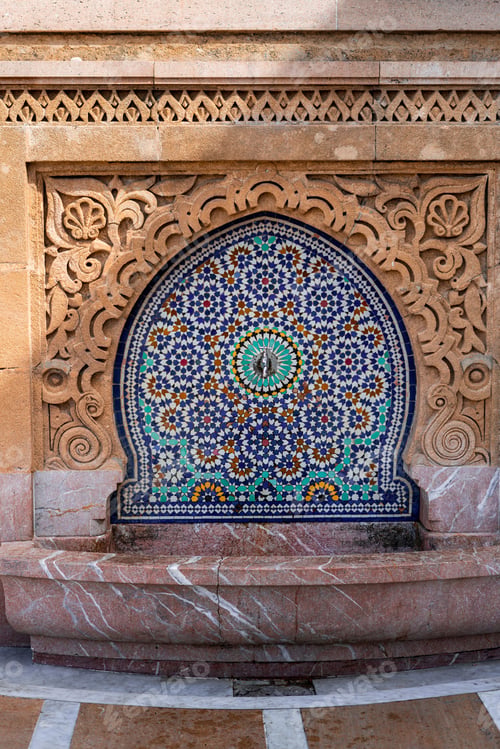 Preview: A tiled fountain at the Mohammed V Mausoleum in Rabat, Morocco