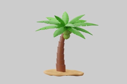 Aperçu: Île tropicale de palmier de dessin animé