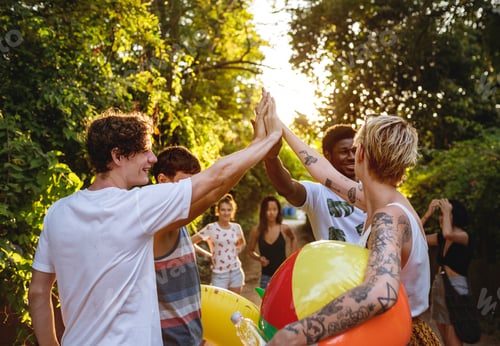 Preview: Group of diverse friends enjoying sumemr time together