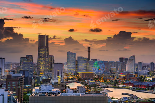 Preview: Yokohama, Japan Cityscape Of Minato Mirai District.