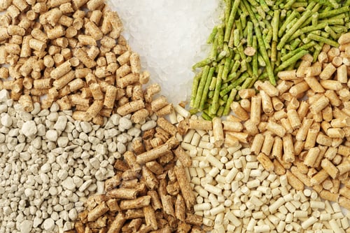 Preview: Different types of cat litter close up