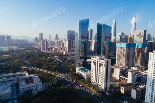 Preview: Aerial view of landscape in Shenzhen city,China