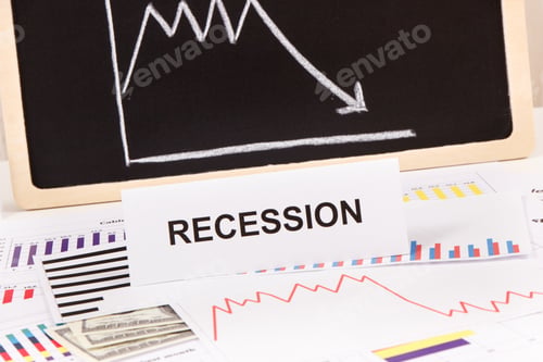 Preview: Inscription recession, currencies dollar and declining chart