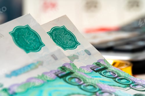 Preview: Close-up photo of Russian rubles. Finance and business concept