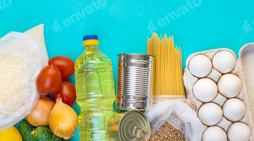 Preview: Food delivery home. Donation and charity. Selective focus.