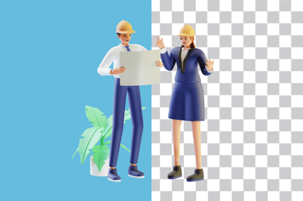 Preview: Engineer Discussion with Construction Blueprint on Site Work