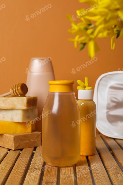 Preview: Concept of face and skin care supplies - Honey cosmetic