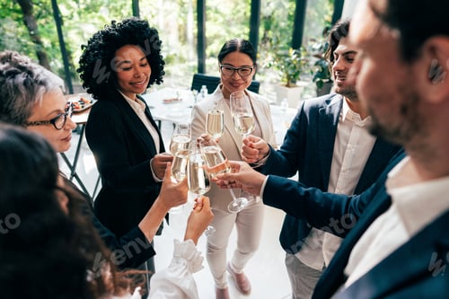 Preview: Businessmen and businesswomen making a corporate party