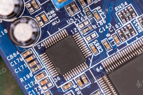 Preview: Close up blank microchip on Electronic circuit board.