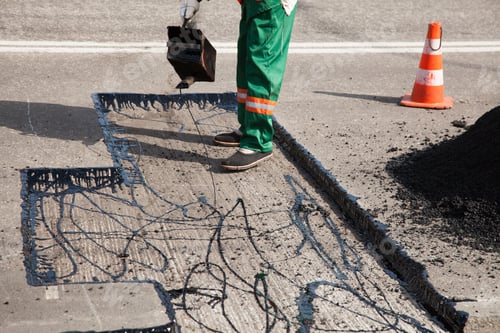 Preview: The man working asphalt pouring tar for road repair
