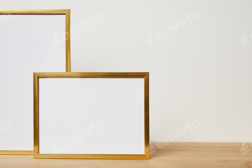 Preview: mock up frames on wooden table at home