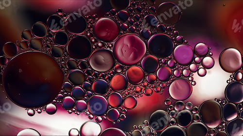 Preview: Abstract Colorful Food Oil Drops Bubbles and spheres Flowing on Water Surface