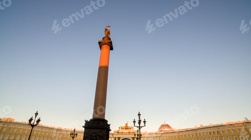 Preview: Alexander Column on Palace Square in day sun weather