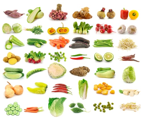 Preview: Vegetable collection isolated on a white background.