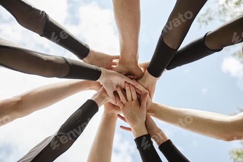 Preview: People from cheerleader team supporting each other