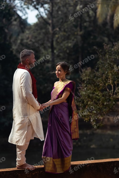 Preview: Wedding of a couple from Europe in India. A light skinned man in a traditional