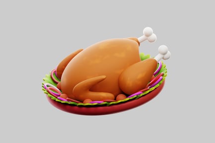 Preview: Cartoon style roasted turkey platter