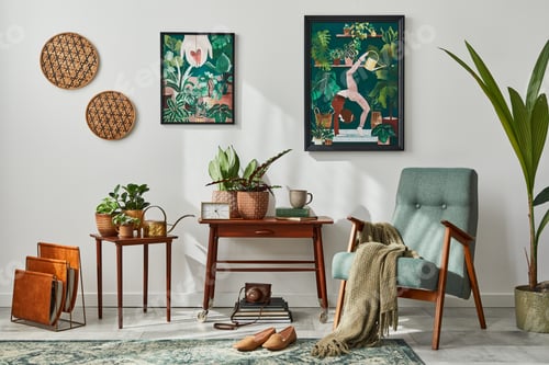 Preview: Interior design of retro living room