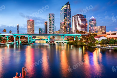 Preview: Tampa, Florida, Usa Downtown City Skyline Over The Hillsborough River.