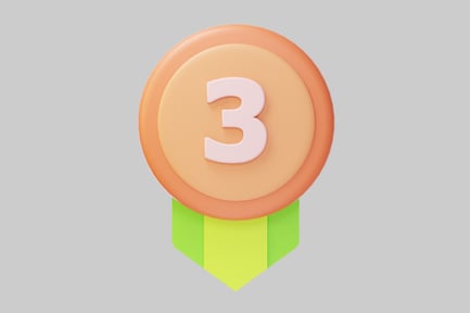 Preview: Circular badge with number three and ribbon
