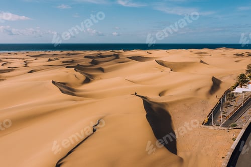 Preview: Aerial Maspalomas dunes view on Gran Canaria, Canary Islands, Spain