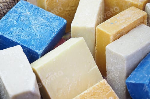 Preview: colorful natural soap bar on table