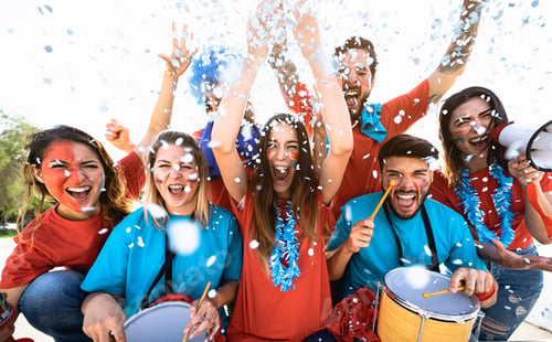 Preview: Football fans having fun supporting their favorite team - Soccer sport entertainment concept